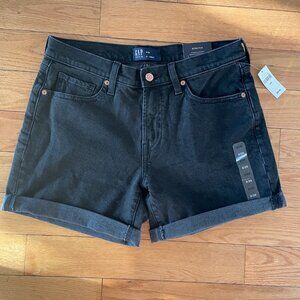 NWT Gap Factory 5" Mid Rise Cuffed Black Denim Jean Shorts 90s Vibes